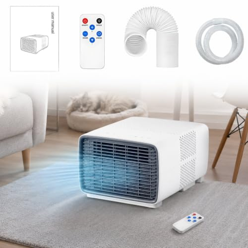 Aire Acondicionado para Habitación Pequeña, No Requiere Unidad Exterior ni Instalación Fija, 280W, Pantalla Digital, 1-12H Timer, Frío Aire Seco Ventilador