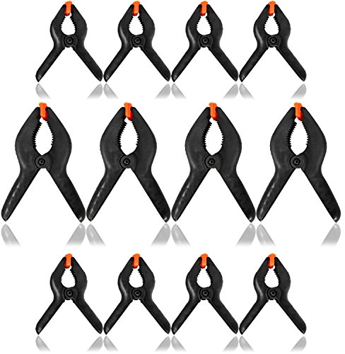 com-four® 12-teiliges Set Klemm- und Leimzwingen aus Kunststoff mit beweglichen Schutzbacken (12 Stück)