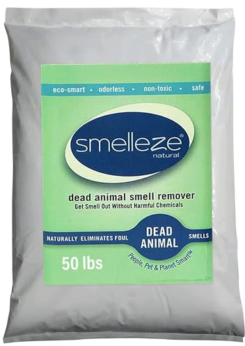 SMELLEZE Dead Animal Odor Eliminator for Strong Odor Removal - Eliminate Dead Rodent & Wildlife Smell - Safe Indoor & Outdoor Use, Natural Odor Remover, Fresh & Effective - Powder, 50 lbs.