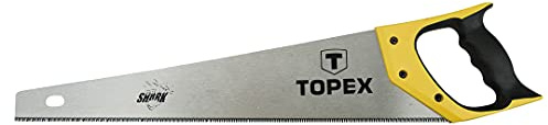 TOPEX Handsäge Shark 450 mm Länge, 11 TPI, Säge für Holz, Mit Griff | Aus Bi-Material, Dreiseitig Geschärft, Gehärtete Zähne, Für Präzises Sägen