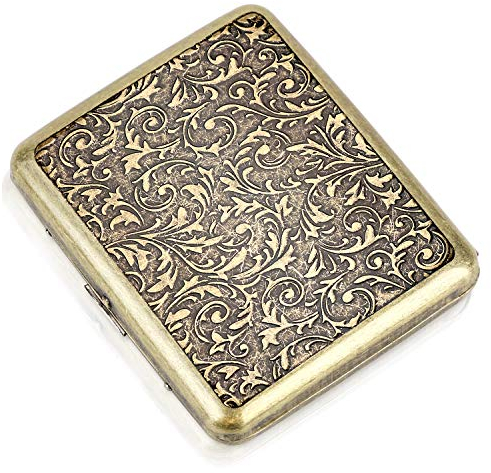 CaLeQi Cigarette Case Holds 20,Flower Golden (Grass)