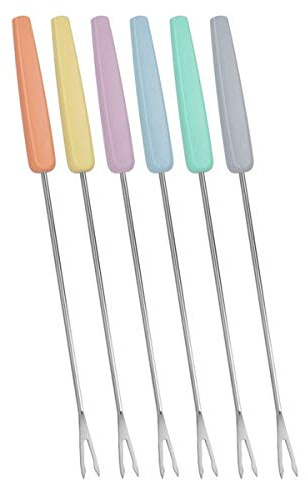 Gravidus 6er Set Fonduegabeln bunt Edelstahl für geselliges Fondue - Robuste und langlebige Grillgabeln aus Kunststoff und Edelstahl
