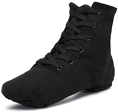 Smithmelody Canvas Jazz Dancing Sneakers Ballet Dance Boots for Girls Boys (4.5 Big Kid/37，Black