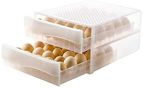 Eierbox 2 Zellen/60 Eier, Eier Aufbewahrungsbox Kühlschrank Eierhalter Aus PP Kunststoff, Tragbar Eierbehälter Für Kühlschrank, Eier Fall Ei Aufbewahrungsbox Container Eierbecher