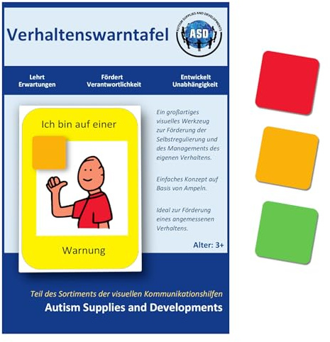 Ampel Verhaltenstafel Autismus, Warnung A4 Kinder Bildkarten ADHS (Deutsch) | Grün/Gelb/Rot, visuelles Hilfsmittel für Schule/Kita/Alltag, Selbstkorrektur, langlebig, PECS-kompatibel, Boardmaker PCS