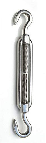Turnbuckle Wire Tensioner POWERTOOL Stainless Steel Turnbuckle Hook and Hook Adjustable Turnbuckle for Pipe System, Chain Link Fence, Pull up Clothesline, etc (M14)