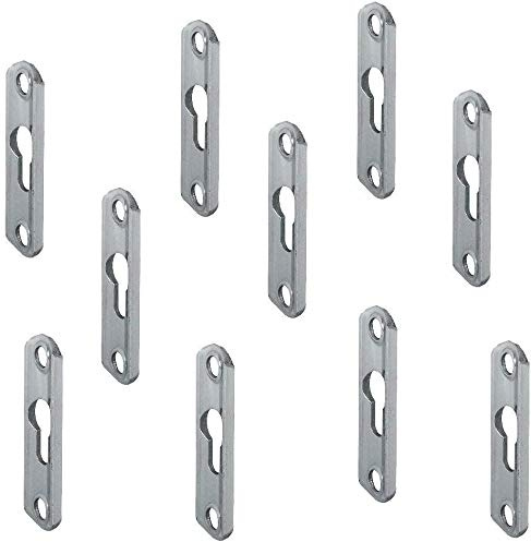 Linsenkopfbeschlag Metall Schrank-Aufhänger aus Stahl | 10 x 46 x 4,0 mm | Linsenkopfplatte versenkt einem mit Langloch | Einhängebeschlag zum Einlassen oder Schrauben | 10 Stück - Möbel-Aufhänger