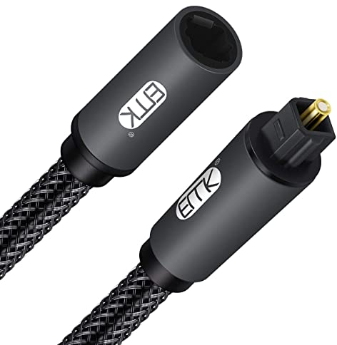 EMK Optisches Kabel Optisches Audiokabel Digital Toslink Kabel Spdif Kabel Kompatibel mit TV, Soundbar, Heimkino und Mehr (Optisches Verlängerungs Kabel Schwarz, 1M)