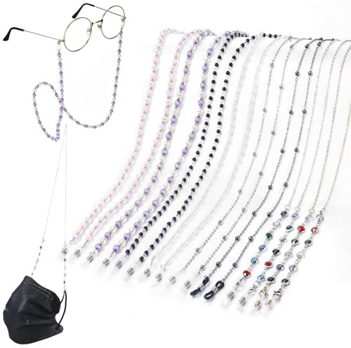 Frienda 8 Pcs Eyeglass Chains Beaded Glasses Chain for Women Stylish Elegant Sunglasses Strap Holder Around Neck(Cool Color)