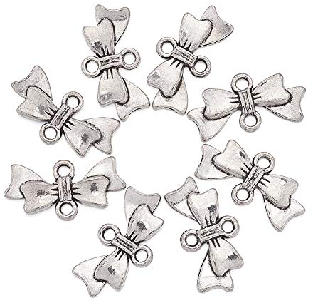 PandaHall 50 Stück Antik-Silber-Schleifen Verbindungsglieder Metall Bowknot Link Charms für baumelnde Anhänger Halskette Armband Herstellung Nickelfrei