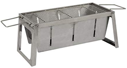 Fire Sense 63724 Edelstahl-Kohlegrill, zusammenklappbar, robuste Edelstahl-Konstruktion, für Outdoor-Grill, Camping, Heckklappe, Reisen, Holzkohlerost und Tragetasche im Lieferumfang enthalten