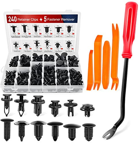 Nilight 240PCS Bumper Retainer Clips, Car Plastic Rivets Fasteners Remover Push Retainer Kit -Door Trim Panel Clips for Toyota GM Ford Honda Acura Chrysler,2 Years Warranty