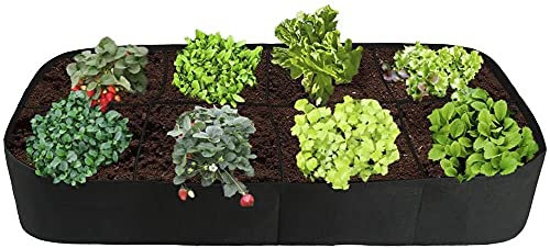 Jardinière Bac à Fleurs Véranda Lit de Plantation surélevé en Tissu 2 pièces divisé 8 grilles planteur Sac de Culture Rectangle Jardin pour Plantes à Fleurs à Herbes Fraise GCSQF210515