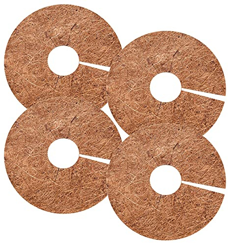 hifrom Discos de coco, 4 unidades, cubierta de cubeta de coco, disco de mantillo, plantas de protección de invierno, jardinería, protección contra heladas, protección de invierno para plantas en