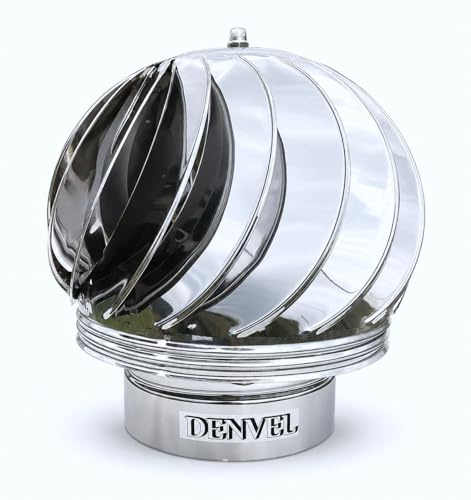 Chimney Spinner Cowl 6.7'' / 170 mm - Stainless Steel Rotating Chimney Cap – Smoke Extractor, Wind-Driven Draft Improver for Chimneys & Ventilation Systems – Denvel®