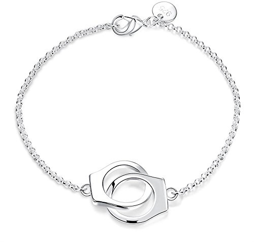 WDIYIEETN Fashion Jewelry Armband mit Handschellen, 925er Sterlingsilber, Aufschrift Partners in Crime Best Friends