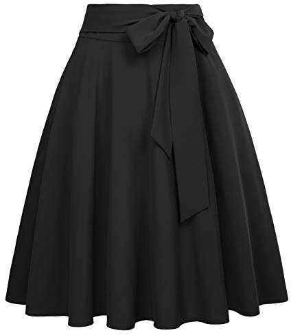 50s Rock Vintag Retro Rock a Linie Knielang Rock Elegant Schwarz röcke BP561-1 XL