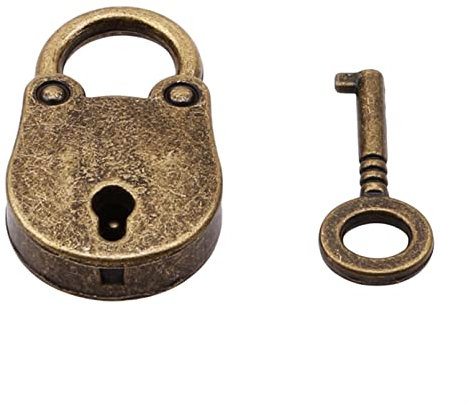 MNSYD Mini Keyed Padlock Bear Shape Vintage Brass Metal Antique Small Padlock with 1 Keys Lock for Handbag Pirate Treasure Chest Decoration