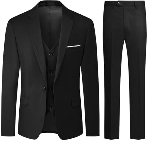 Allthemen Costume Homme Mariage 3 Pièces Slim Fit Smoking Costumes Un Bouton Couleur Pure Formel Veste Gilet et Pantalon