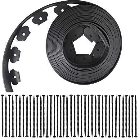 Landscape Edging,40FT Plastic Garden Edging with 40 Stakes,2 Inch Tall Lawn Edging for Lawn,Yard,Flower Gardens Border (Black-40FT)