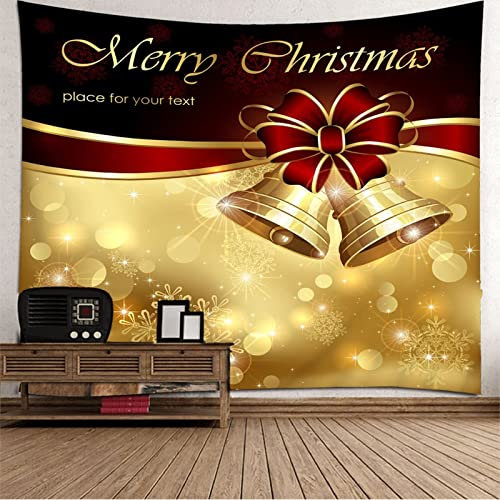 Aotiwe Tapisserie Cute, Tapisserie Aesthetic Frohe Weihnachten Goldrot Polyester 260X240cm