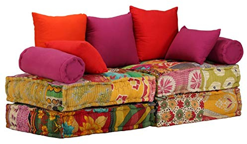 Chusui 2-Sitzer Modularer Pouf, Couch, Sofa Schlafzimmer, Kleines Sofa, Couch Jugendzimmer, Relaxsofa, Patchwork Stoff