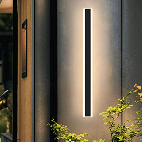Mikeru Moderne Wasserdichte LED Außenwandleuchte 120cm, 42w Innen Und Außenwandmontage Einfache Lange Streifen Acrylwandlampe 3000k Aussenleuchten Hauswand Für Flure, Gärten, Höfe