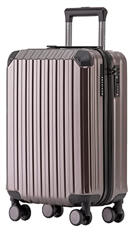 Münicase M816 TSA-Schloss, Teleskopgriff, Reisekoffer mit 4 Rollen, Hartschale, Kabinentrolley 55cm, Coffee
