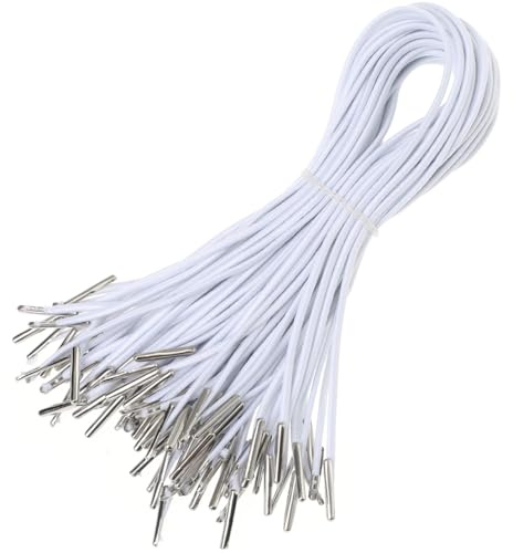 NOLITOY Lot de 50 Cordons Élastiques Barbelés Fil Élastique pour Masque Ficelle À Ardillons Métalliques Ficelles Rondes Extensibles pour Reliure Artisanale Badges Dossiers Et Suspension