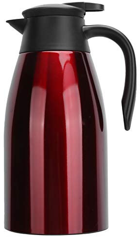 Kuuleyn 2L Thermo-Kaffeekaraffe, Thermo-Getränkespender, Isoliertopf, Edelstahl-Vakuum-Thermokessel, Krug Für Zuhause, Büro, Reisen, Heißes Kaltes Wasser(Rot)