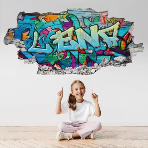 tjapalo® p76 3D Wandtattoo Graffiti Name Wandaufkleber Kinderzimmer Mädchen wandtattoo Teenager Cool Wandtattoo Kinderzimmer Name, Größe: B40xH20cm