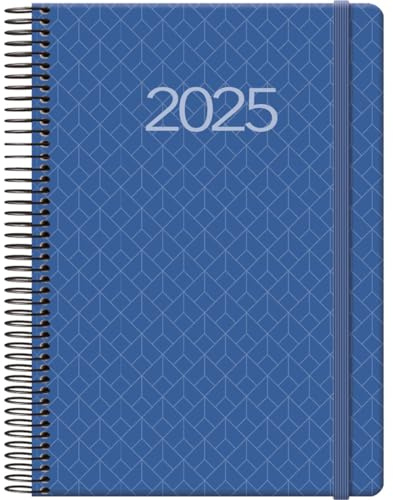 Dohe - Agenda 2025 - Día por Página, A5 (14x20 cm), 12 Meses Enero a Diciembre, Cierre de Anillas, Planificador Anual en Español, Material de Oficina - NEWPORT Azul