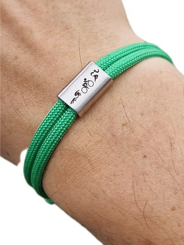 Gravur Armband Triathlon, Wettkampf, Surfer Armband, personalisiertes Armband, Schmuck, Muttertag, Triathlon, Laufen, Schwimmen, Fahrrad