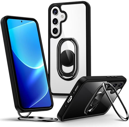 SHIELDS UP for Samsung Galaxy S23 FE Case with Stand, Phone Case Clear with Double Ring Holder【Adjustable & Fodable】 Shockproof Protective Cover for Samsung Galaxy S23 FE - Black