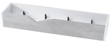 Vladon Garderobenleiste Wandhaken Garderobenpaneel Kolmio, Made in Germany, Korpus in Weiß matt, Front in Beton Oxid Optik 83,5 x 12,5 x 21 cm