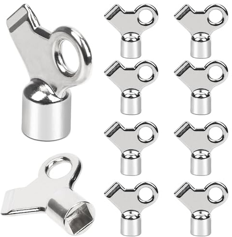 NQEUEPN 10uds Llave de Purga de Radiador, Llaves de Radiador de Metal Llave de Purga de Radiador Aleación de Cobre Aire de Ventilación Radiator Bleed Key para Radiador y Grifo Doméstico(Plata)