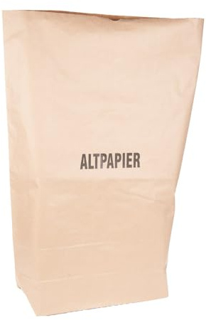 NATUREStar Papiermüllsäcke, 120 Liter, 2-lagig, Druck Altpapier, 950 x 700 x 220 mm, 100 Stück, braune Papiersäcke, Müllbeutel, Papiertüten für Biomüll, Biomüllbeutel, Biomülltüten