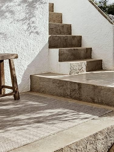 RugVista Clio In & Outdoor-Teppich, Rechteckig, 240 x 340 cm, Beige | Moderne, Niedriger Stapel, Nur Handwäsche, Oeko-Tex 100, UV-beständig, Patio
