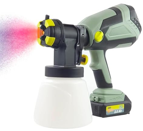 Avilia Verniciatore Spray a Batteria 20V, HVLP con Regolatore di Flusso - Tecnologia Bassa Pressione, 3 Ugelli, Ideale per Fai Da Te, Legno e Metallo