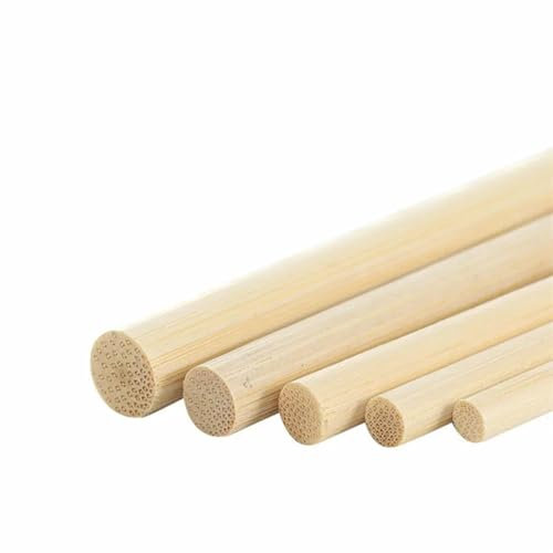 WJLYDM Palillo de Madera Redondo de 3 a 8 mm for Manualidades, modelismo de Alimentos, Helados, Pasteles, Clavijas, Herramienta for Trabajar la Madera(6mmx40cm-10Pcs)