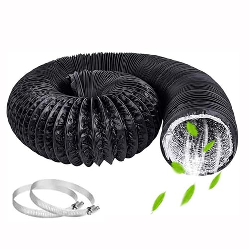 PVC Abluftschlauch, Alu Flexrohr Abluftschlauch mit Alu-Isolierung, Flexibel Luftleitungen Rohr, Schallgedämmter Wärmeisolierung für Abluftventi (ø 75mm/6m,Black)
