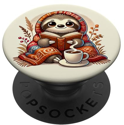 Cozy Bookish Cute Sloth Reading PopSockets Adhesive PopGrip