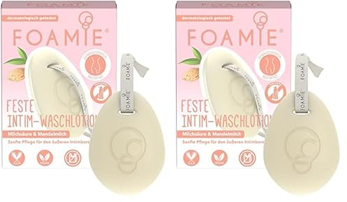 Foamie Feste Intim-Waschlotion Damen, ph Neutrales Duschgel für die natürlich sanfte Reinigung im Intimbereich, Intimpflege Damen & Männer, Intim-Waschgel Plastikfrei & Vegan, 1 Stück (2er Pack)
