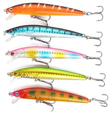 KGDUYC 5PCS angel köder,Große Angelköder Set forellenköder Angelköder zum Raubfisch Angeln auf Hecht Barsch Zander, Wobbler Kunstköder Set,barsch köder,zander wobbler,kunstköder wobble