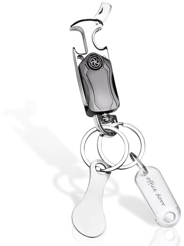 TLDNZXY Porte Clef, Mousqueton Porte Clé, 7 en 1 Porte-Clés Multifonction, Porte Etiquette, Set de 3 Porte Clef Voiture, Petit Mousqueton Porte Clé,Porte Clef Homme avec Jeton Caddie & Porte Etiquette