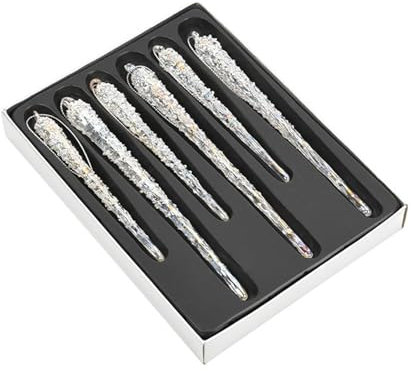 Colcolo 6X Glas Eiszapfen Ornament Weihnachten Dekorationen Glitzernde Charme Anhänger Weihnachten Baum Ornamente für Urlaub Thanksgiving Party