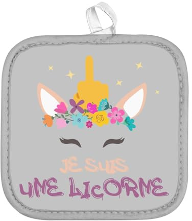 Manique de Cuisine - Je suis Une Licorne Humour Animal Légendaire - (17 x 17 cm)
