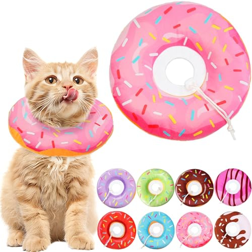 Hpetppy Cat Cone Collar Soft, Cat Recovery Collar for Wound Healing Cute Donut Adjustable Kitten Cones to Stop Licking Comfortable Lightweight Neck Elizabethan Collars for Kittens After Surgery
