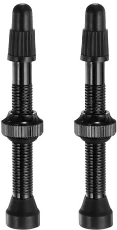 QUARKZMAN 2 Stück Tubeless Ventile 46mm Aluminiumlegierung Tubeless Ventil Super Leicht Kein Leck Dauerhaft Ventilkappen für die meisten Fahrrad Tubeless Felgen Paar, Schwarz