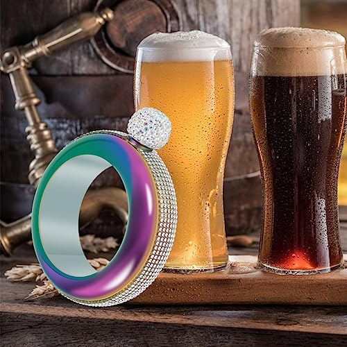 Bracelet bouteille 100 ml en acier inoxydable avec entonnoir et strass, flasque scintillante pour fille, participation à la danse, fêtes d'anniversaire (multicolore)